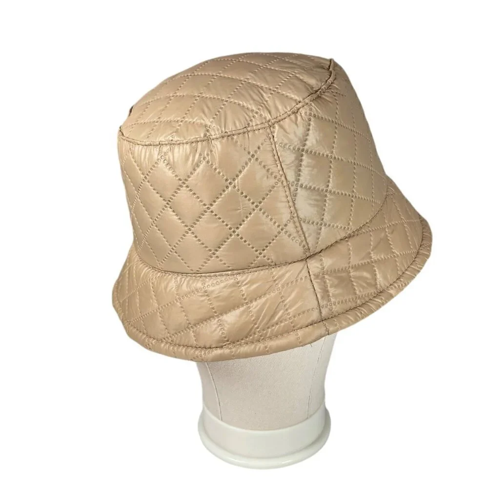 NEW Bucket Hat Beige Tan Quilted Classic Fall Winter One Size 90s Y2K